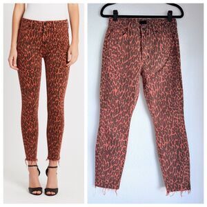 NWOT MOTHER DENIM High Waisted Looker Ankle Fray in Animal Attraction Pink Sz 27